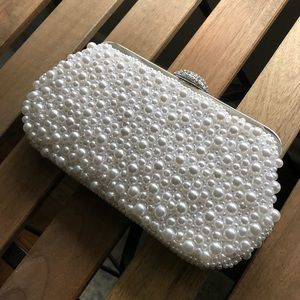 White Faux Pearl Clutch